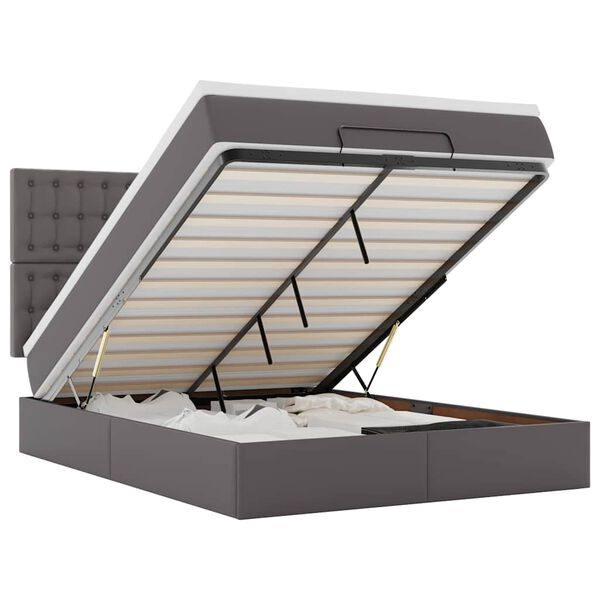 VidaXL Cadre de lit ottoman avec matelas gris 140x190 cm similicuir