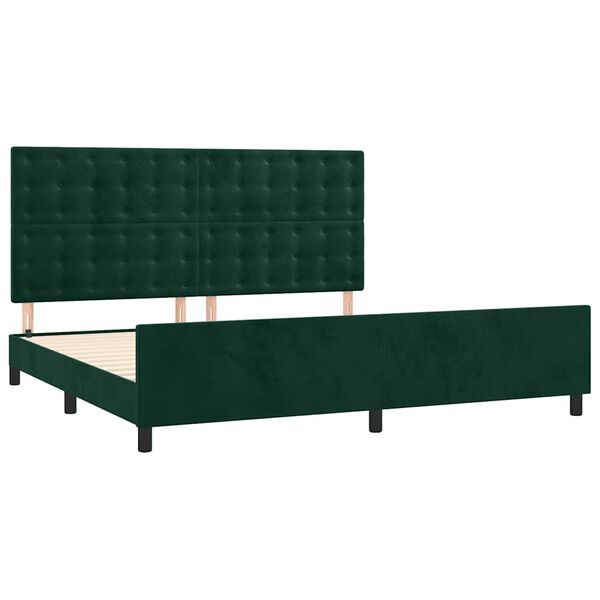vidaXL Cadre de lit sans matelas vert fonc&eacute; 200x200 cm velours
