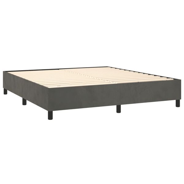 vidaXL Sommier &agrave; lattes de lit et matelas Gris fonc&eacute; 200x200cm Velours