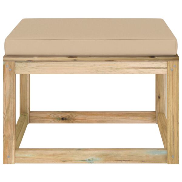 vidaXL Repose-pied de jardin avec coussin bois impr&eacute;gn&eacute; de vert