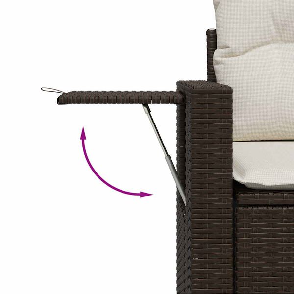 vidaXL Salon de jardin avec coussins 3 pcs marron résine tressée