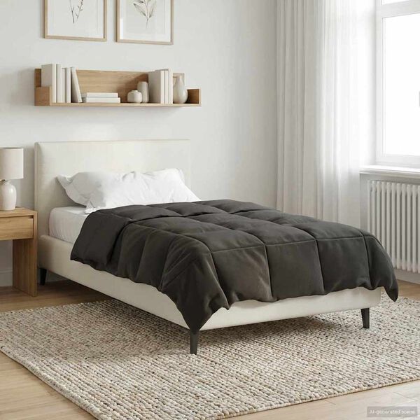 vidaXL Duvet d'&eacute;t&eacute; simple Matelass&eacute; Anthracite 155 x 220 cm Microfibre