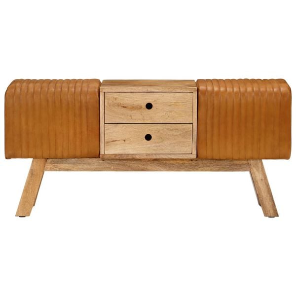 vidaXL Banc de bok Marron 107 cm Cuir de ch&egrave;vre v&eacute;ritable
