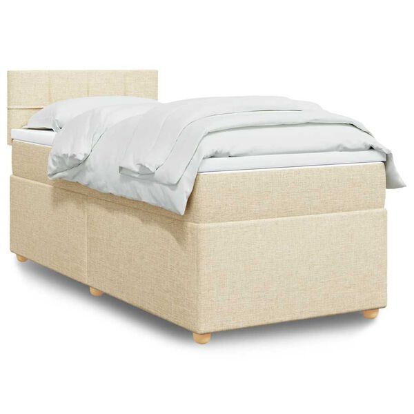 vidaXL Sommier &agrave; lattes de lit avec matelas Cr&egrave;me 80x200 cm Tissu