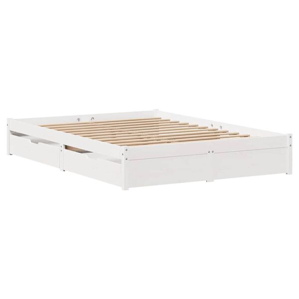 vidaXL Cadre de lit sans matelas blanc 140x190 cm bois de pin massif