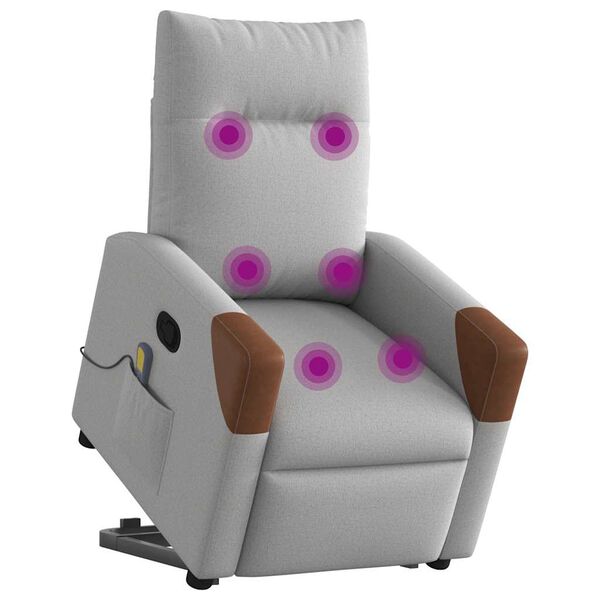 vidaXL Fauteuil de massage inclinable gris nuage tissu