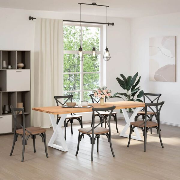 vidaXL Pieds de table &agrave; manger 2 pi&egrave;ces Blanc 70 x (72-73,3) cm Acier