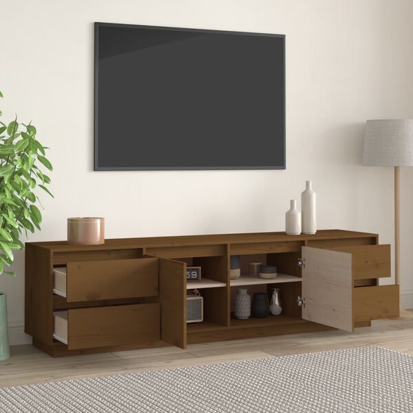 vidaXL Meuble TV Marron miel 176x37x47,5 cm Bois de pin massif
