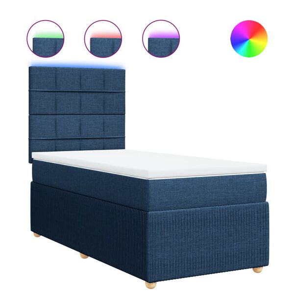 vidaXL Sommier &agrave; lattes de lit avec matelas Bleu 90x200 cm Tissu