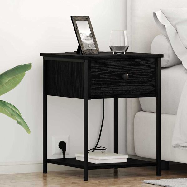 vidaXL Cabinet de chevet Ch&ecirc;ne noir 42 x 41 x 56 cm Bois d'ing&eacute;nierie
