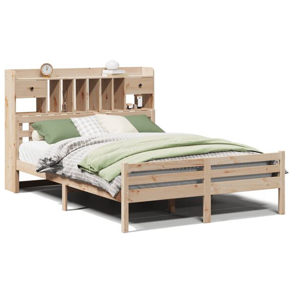 vidaXL Lit biblioth&egrave;que sans matelas 140x190 cm bois de pin massif