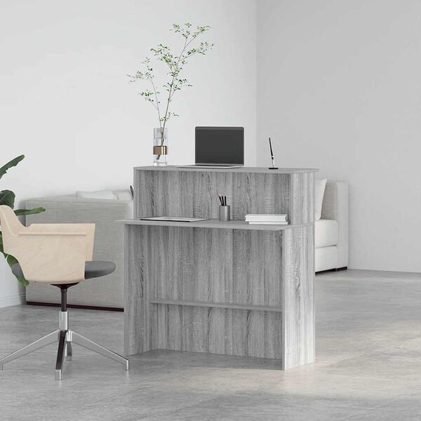 vidaXL Bureau de r&eacute;ception sonoma gris 100x50x103,5 cm bois ing&eacute;nierie