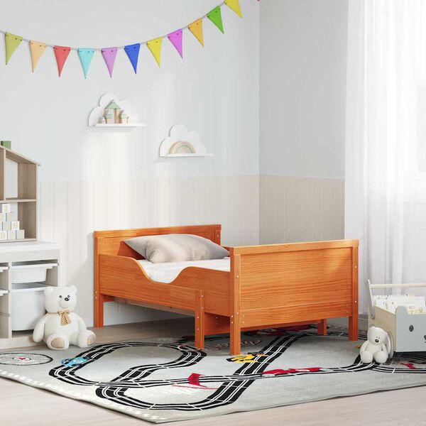 vidaXL Cadre de lit avec matelas Marron 80 x 200 cm Bois de pin massif