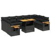 vidaXL Salon de jardin 10 pcs avec coussins noir r&eacute;sine tress&eacute;e
