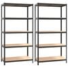 vidaXL &Eacute;tag&egrave;re &agrave; 5 niveaux 2 pcs Gris Acier et bois ing&eacute;nierie