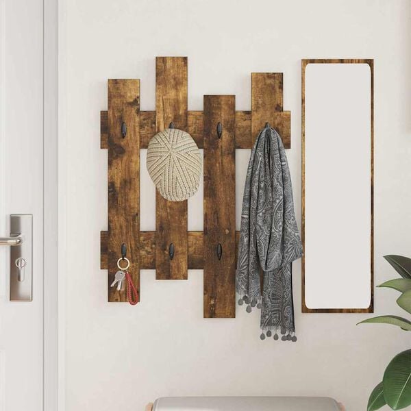 vidaXL Porte-manteau mural Ch&ecirc;ne fum&eacute; 60 x 3 x 82 cm Bois d'ing&eacute;nierie