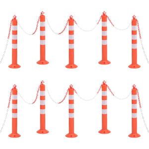 vidaXL Bornes de contr&ocirc;le du trafic 10 pcs avec cha&icirc;ne 75 cm PE
