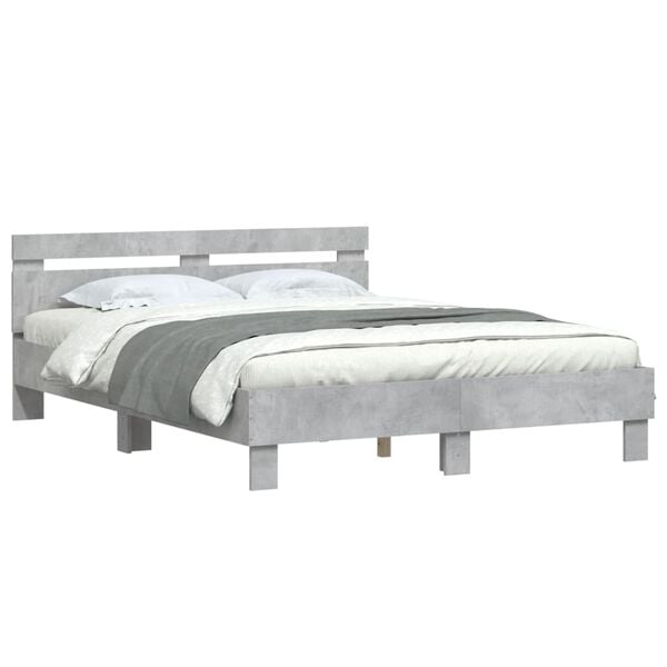 vidaXL Cadre de lit sans matelas gris b&eacute;ton 140x190 cm
