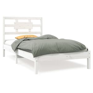 vidaXL Cadre de lit sans matelas blanc 90x190 cm bois massif