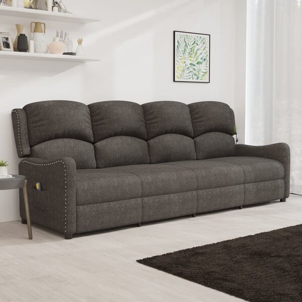 vidaXL Fauteuil de massage inclinable à 4 places gris clair tissu