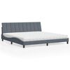 vidaXL Lit avec matelas Hanko gris fonc&eacute; 200x200 cm velours