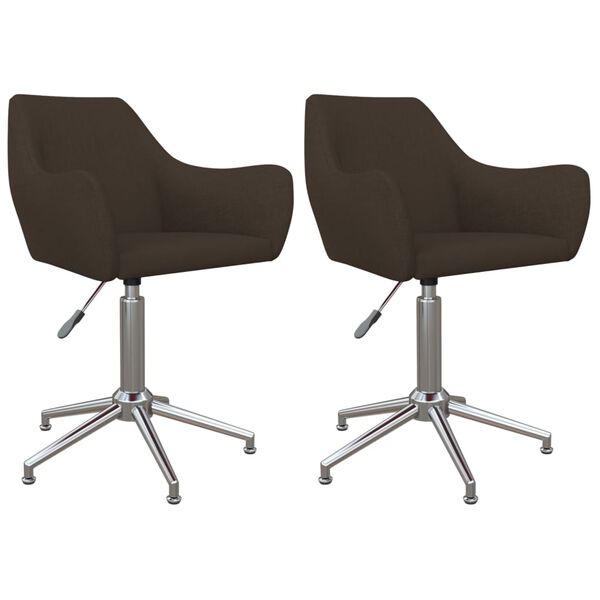 vidaXL Chaises pivotantes &agrave; manger lot de 2 marron fonc&eacute; tissu