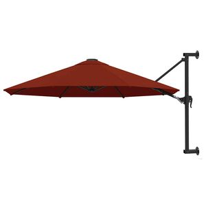 vidaXL Parasol mural avec m&acirc;t en m&eacute;tal 300 cm Terre cuite