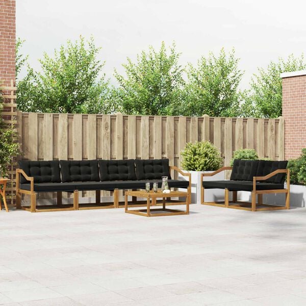 vidaXL Ensemble de canap&eacute;s d'ext&eacute;rieur 7 pcs Naturel et Noir