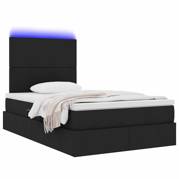 vidaXL Lit avec rangement et LED avec LED Noir 120 x 190 cm Polyester
