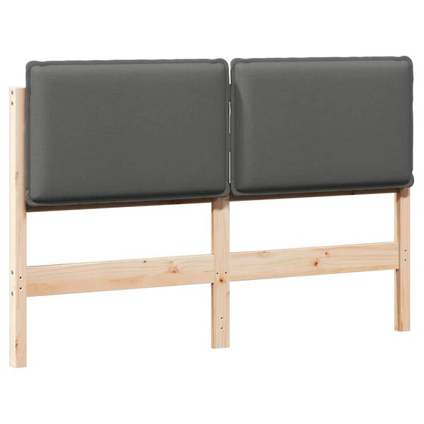 vidaXL T&ecirc;te de lit capitonn&eacute;e Gris Naturel et Clair 150 cm Pin massif