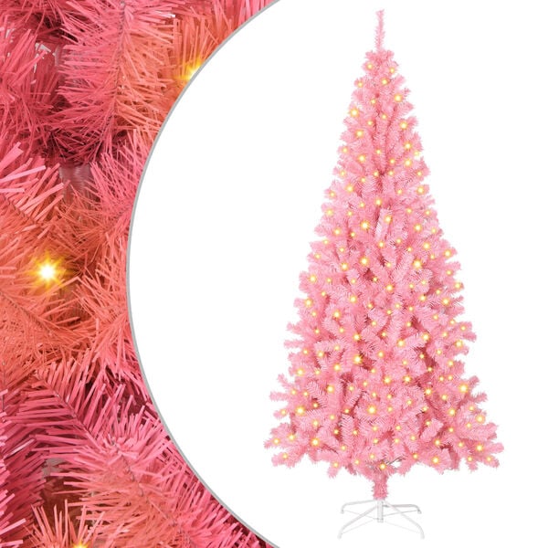 vidaXL Sapin de No&euml;l avec 300 LED avec support Rose 180 cm PVC