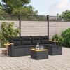 vidaXL Salon de jardin 5 pcs avec coussins noir r&eacute;sine tress&eacute;e