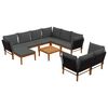 vidaXL 10 pc Bois d'acacia massif et corde Naturel