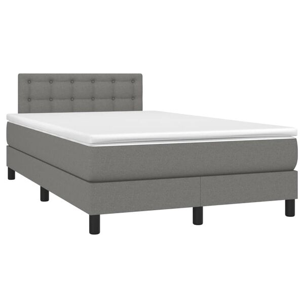 vidaXL Sommier &agrave; lattes de lit avec matelas gris fonc&eacute; 120x190cm tissu