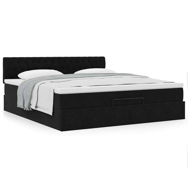 VidaXL Cadre de lit ottoman avec matelas noir 180x200 cm velours