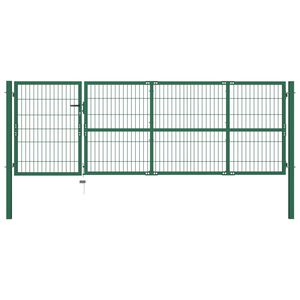 vidaXL Portail de clôture de jardin avec poteaux 350x100 cm Acier Vert