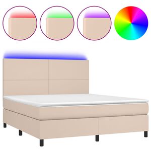 vidaXL Sommier &agrave; lattes de lit avec matelas LED Cappuccino 160x200 cm