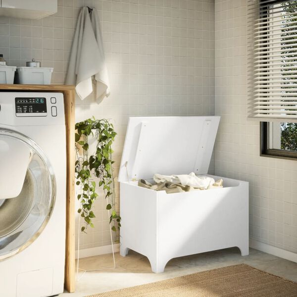 vidaXL Bo&icirc;te de rangement avec couvercle RANA blanc bois massif de pin