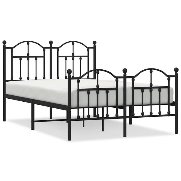 vidaXL Cadre de lit m&eacute;tal sans matelas avec pied de lit noir 120x200cm