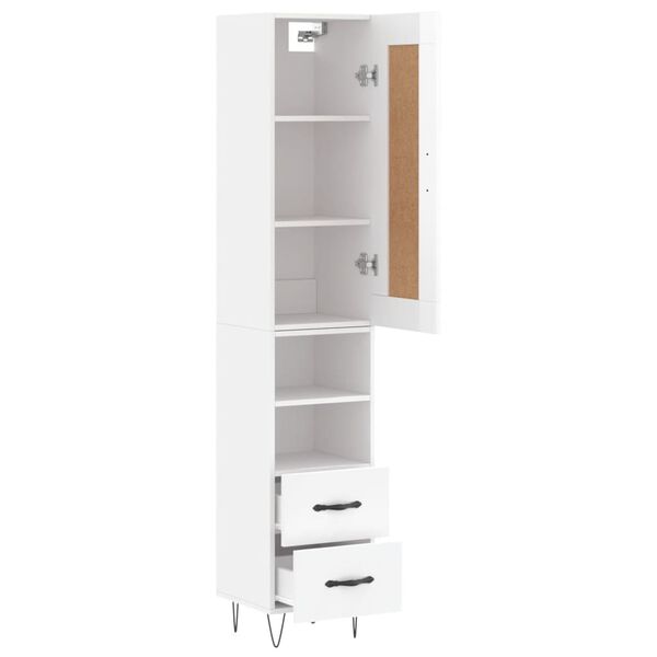 vidaXL Buffet haut Blanc brillant 34,5x34x180 cm Bois d'ing&eacute;nierie
