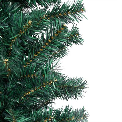 vidaXL Sapin de Noël artificiel mince pré-éclairé et boules vert 240cm