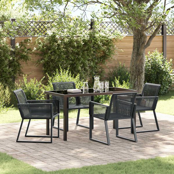 vidaXL Ensemble de salle &agrave; manger pour jardin 5 pcs Noir