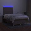 vidaXL Sommier &agrave; lattes de lit matelas et LED taupe 120x190 cm tissu