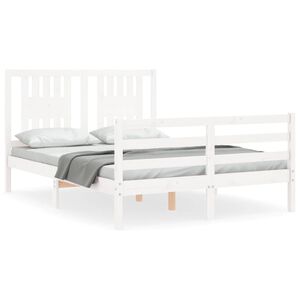 vidaXL Cadre de lit sans matelas blanc bois massif