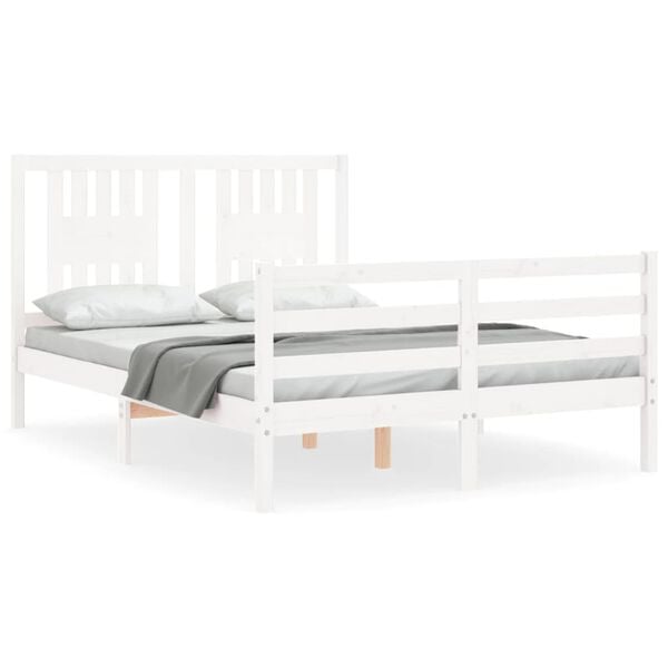 vidaXL Cadre de lit sans matelas blanc bois massif
