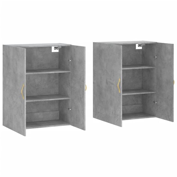 vidaXL Armoires murales 2 pcs gris b&eacute;ton 69,5x34x90 cm