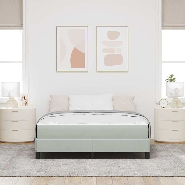 vidaXL Lit &agrave; ressorts avec matelas Gris clair 160 x 200 cm tissu