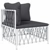 vidaXL Canap&eacute; d'angle de jardin avec coussins blanc tissu tiss&eacute;