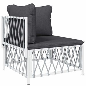 vidaXL Canap&eacute; d'angle de jardin avec coussins blanc tissu tiss&eacute;