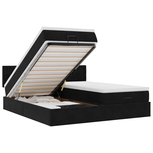 VidaXL Cadre de lit ottoman avec matelas noir 180x200cm velours